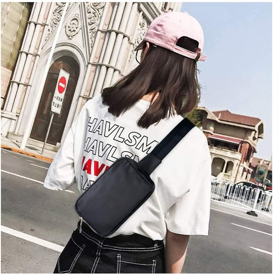 Fanny Pack Lightweight Durable, Small Belt Bag, Waist Bag Waterproof Hip Bag Shoulder Chest Fanny Pack for Running, Travel, Cycling, Hiking, Black, Small