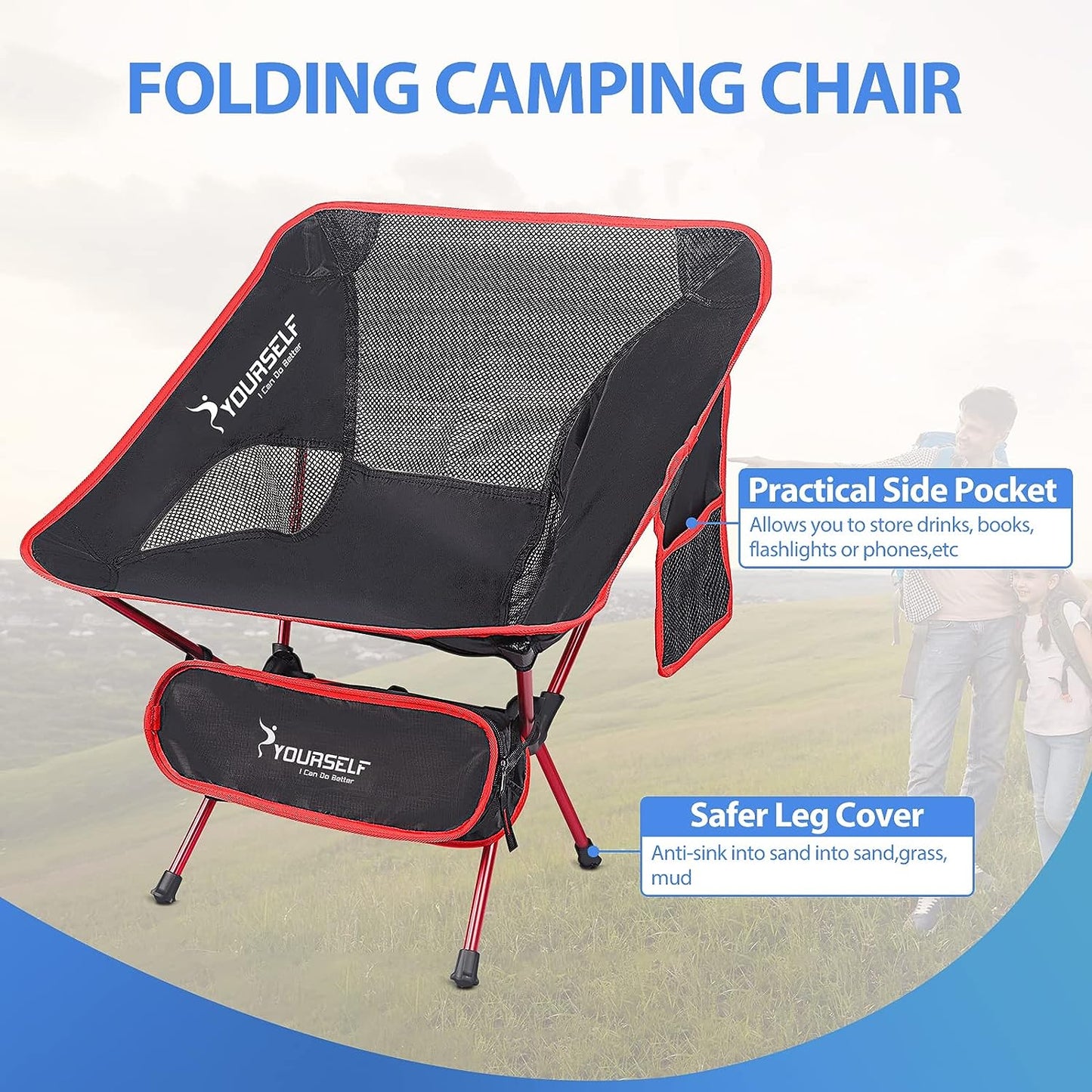 Portable Camping Chairs - Foldable, Lightweight, and Comfortable for Adults, Ideal for Outdoor Use, Beach, Lawn, and Camping Activities