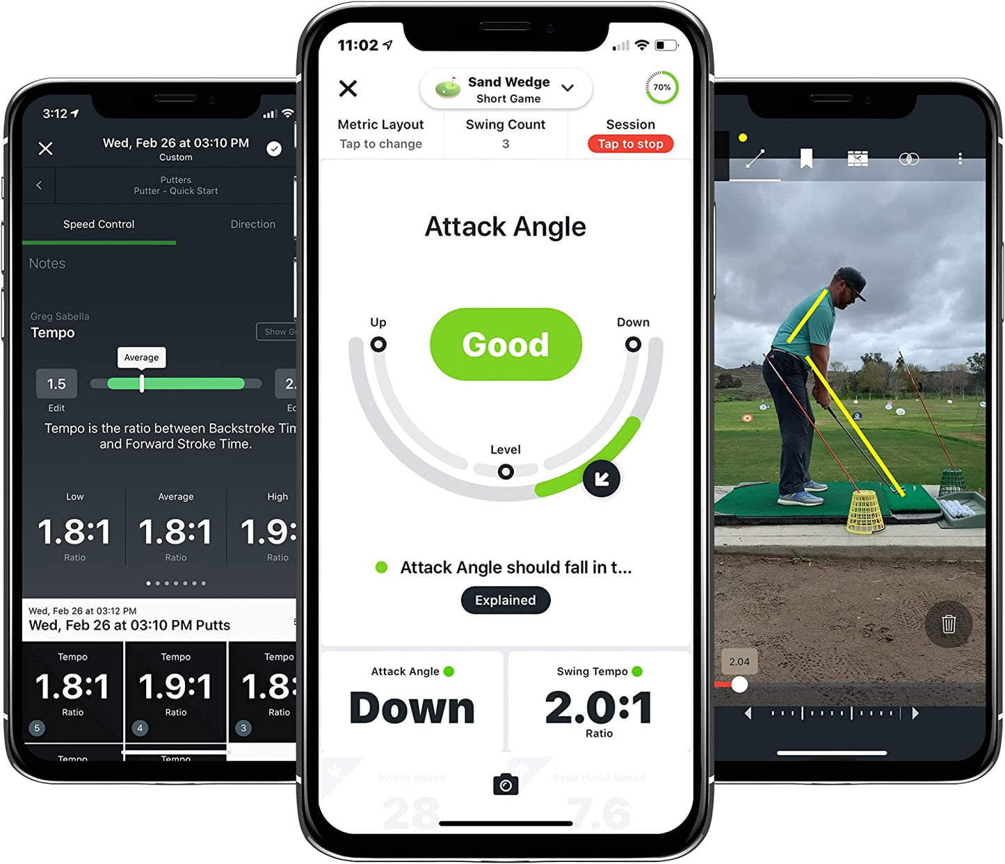 Golf Swing and Stroke Analyzer with Sensor - Comprehensive Tracking for Putting, Full Swing, Short Game, and Bunker Modes, Air Swing Mode, Slo-Mo Video Capture, App Compatibility for iOS and Android