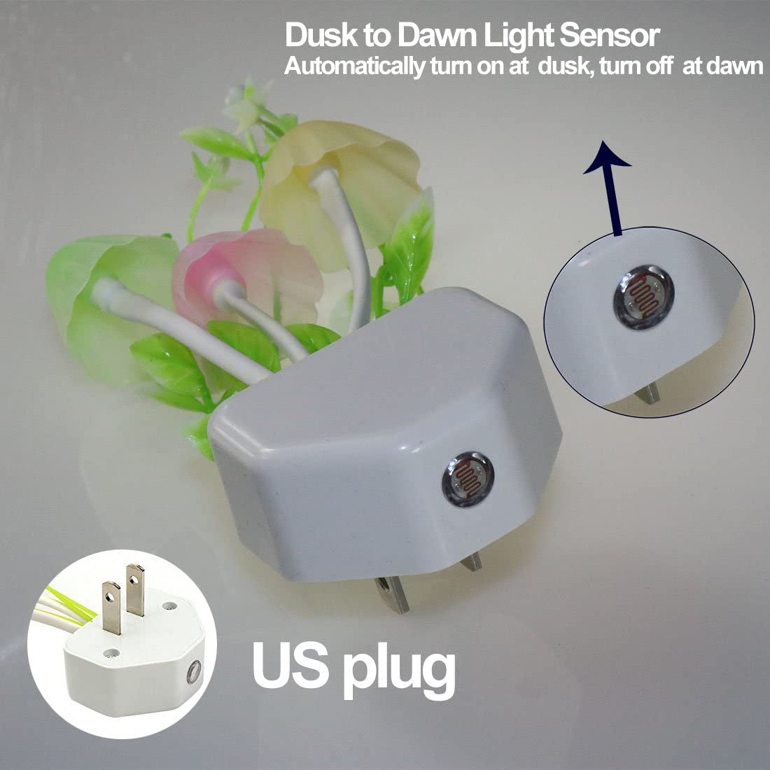 Smart Dusk to Dawn Sensor LED Night Light - Mushroom NightLight with 7 Color Changing Lamp - Plug-in Night Lights (Pack of 2)