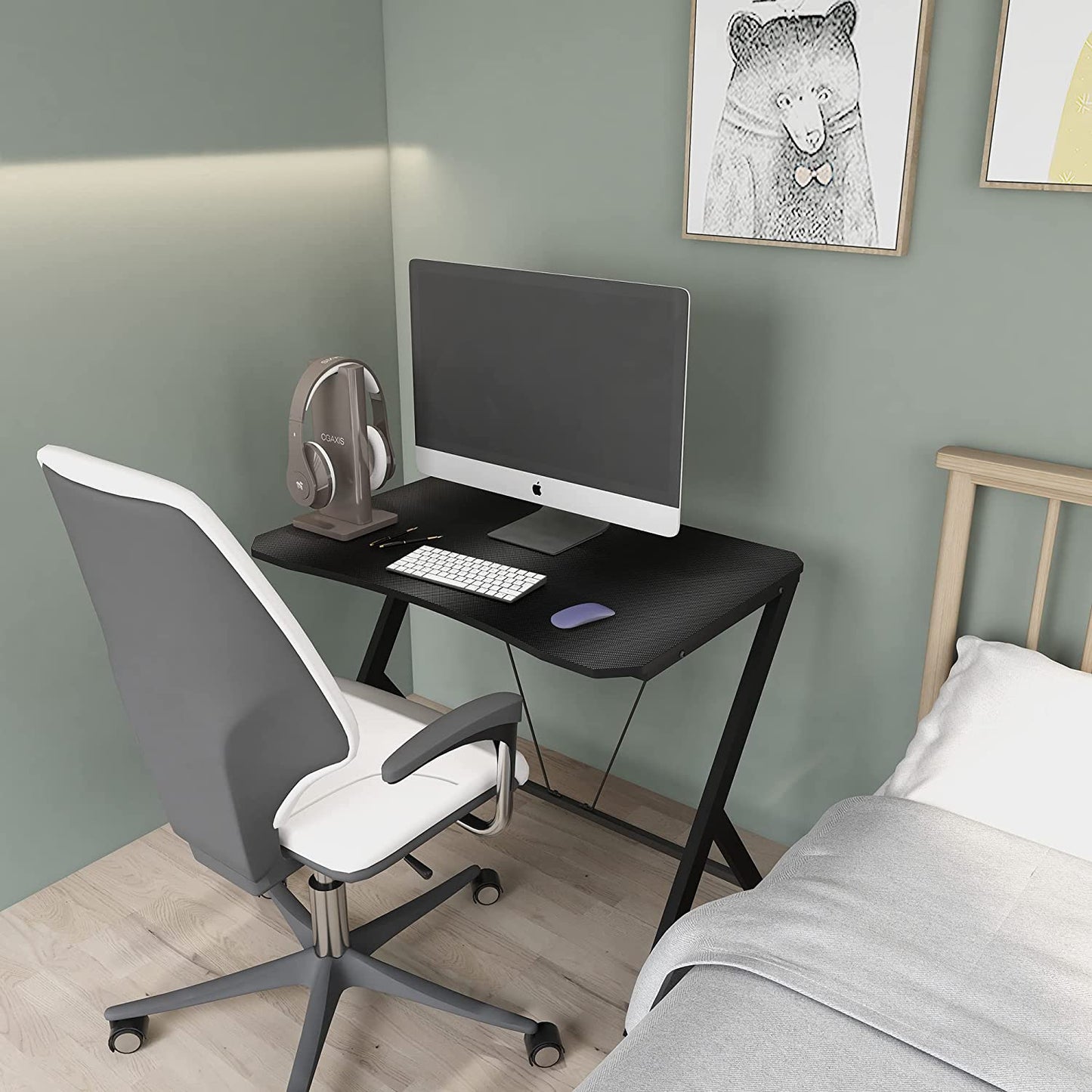 36-Inch Gaming Desk with Carbon Steel Legs - Small Computer Table for Home Office, Study, and Gaming