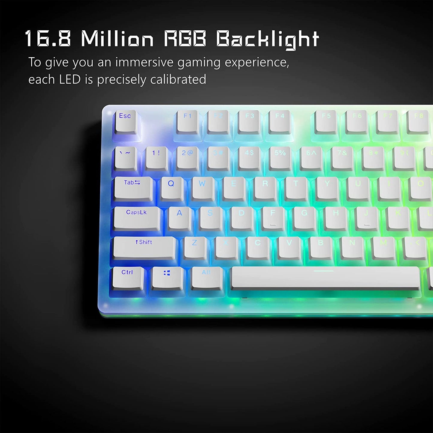 Red Switch K87 Pro TKL Mechanical Keyboard - Hot Swappable Keyboard with Pudding Keycaps, Gateron Switch, and RGB Backlit. Ideal Gaming Keyboard for PC, PS4, and Xbox.