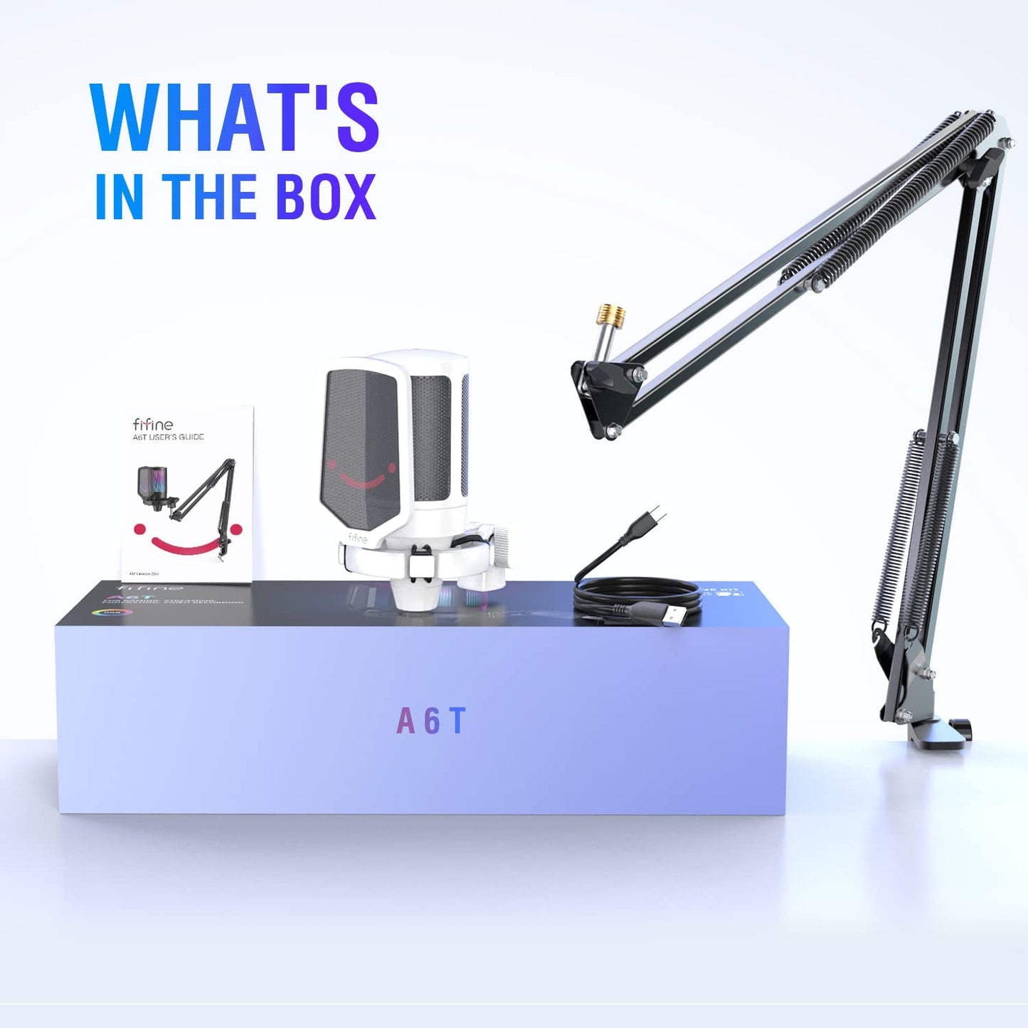 White Microphone Set: All-in-One Gaming and Streaming USB PC RGB Microphone Kit for Mac/Windows, Includes Computer Condenser Cardioid Mic with Arm Stand, Shock Mount - Ideal for Music Recording, Podcasting, and YouTube.