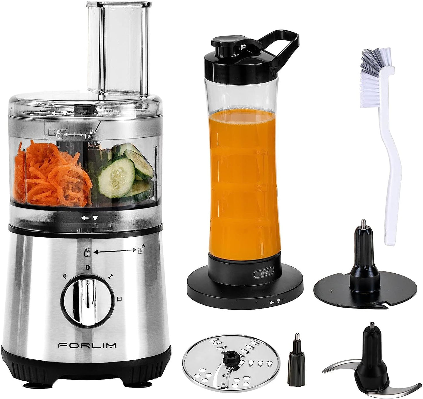 Small Food Processor - 3.5 Cup: 12-in-1 Mini Blender and Food Processor Combo for Kitchen, 350W Power, Includes a 20oz Bottle, 2 Speeds Plus Pulse Function with 4 Stainless Steel Blades - Perfect for Making Shakes, Smoothies, Meat, Sauces, Silver