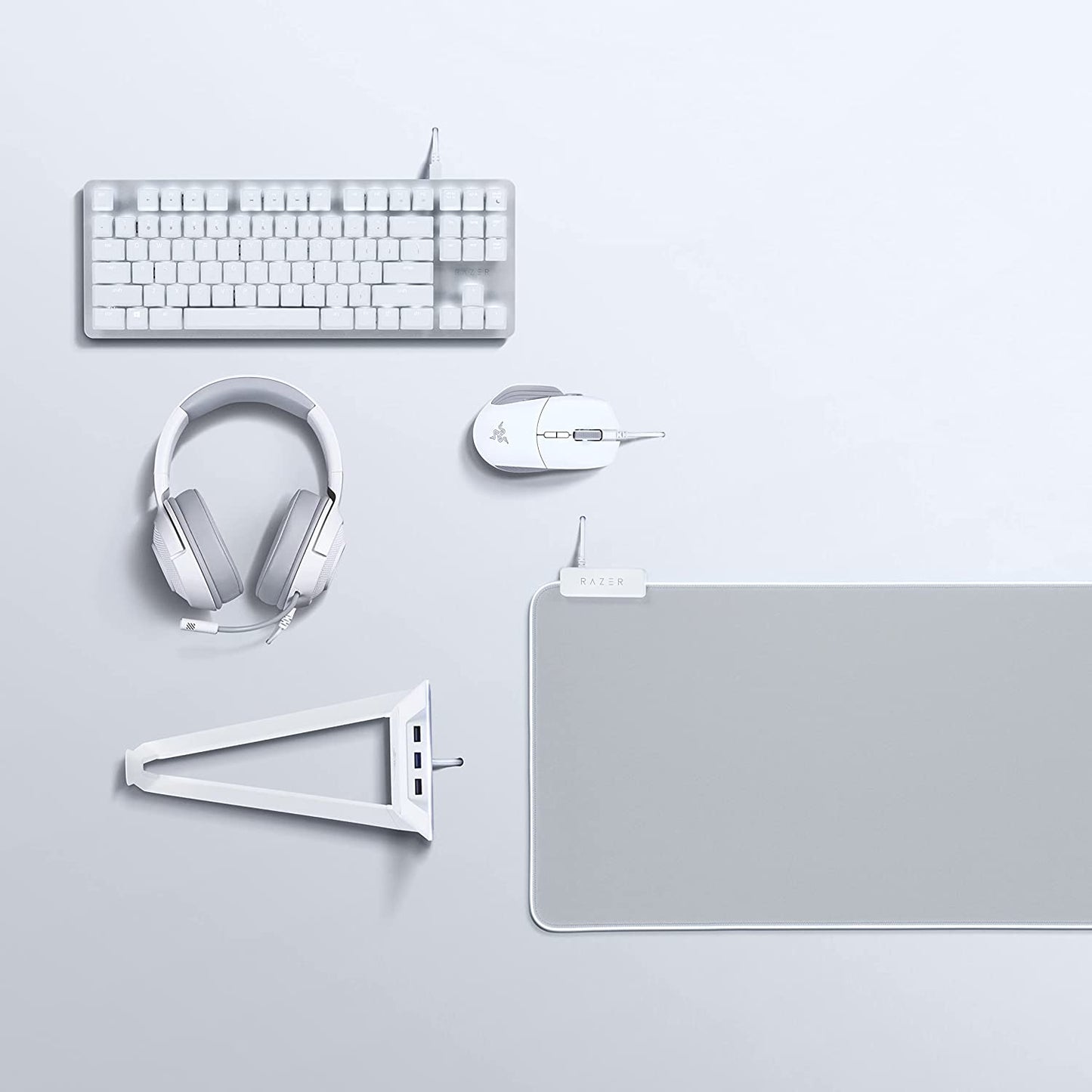 Mercury White Extended Chroma Gaming Mousepad: Customizable Chroma RGB Lighting - Soft Cloth Material - Enhanced Control and Speed - Non-Slip Rubber Base