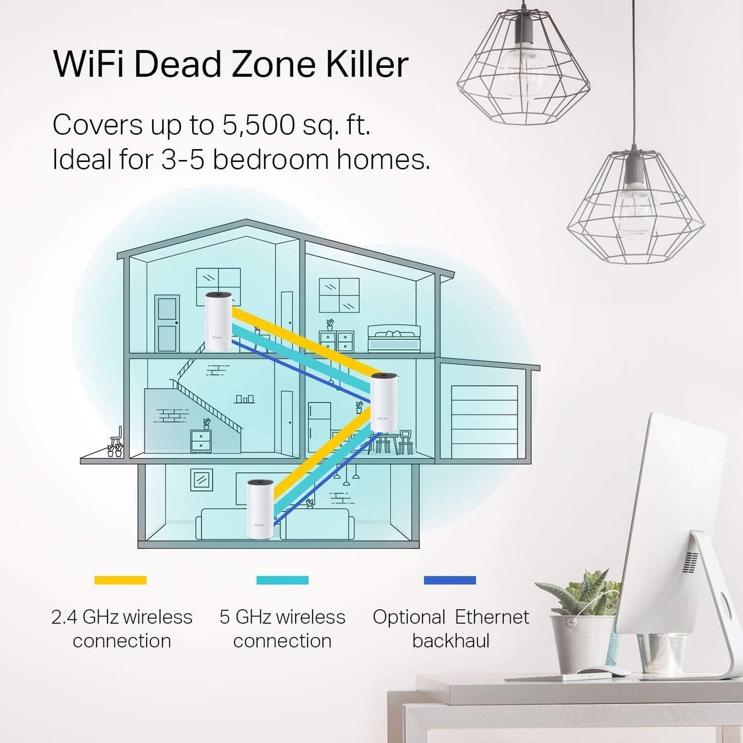 Complete Mesh WiFi System (Deco M4) - Covers up to 5,500 Sq. Ft., Replacing Wireless Internet Routers and Extenders. Equipped with Gigabit Ports, Compatible with Alexa, and available in a 3-Pack.