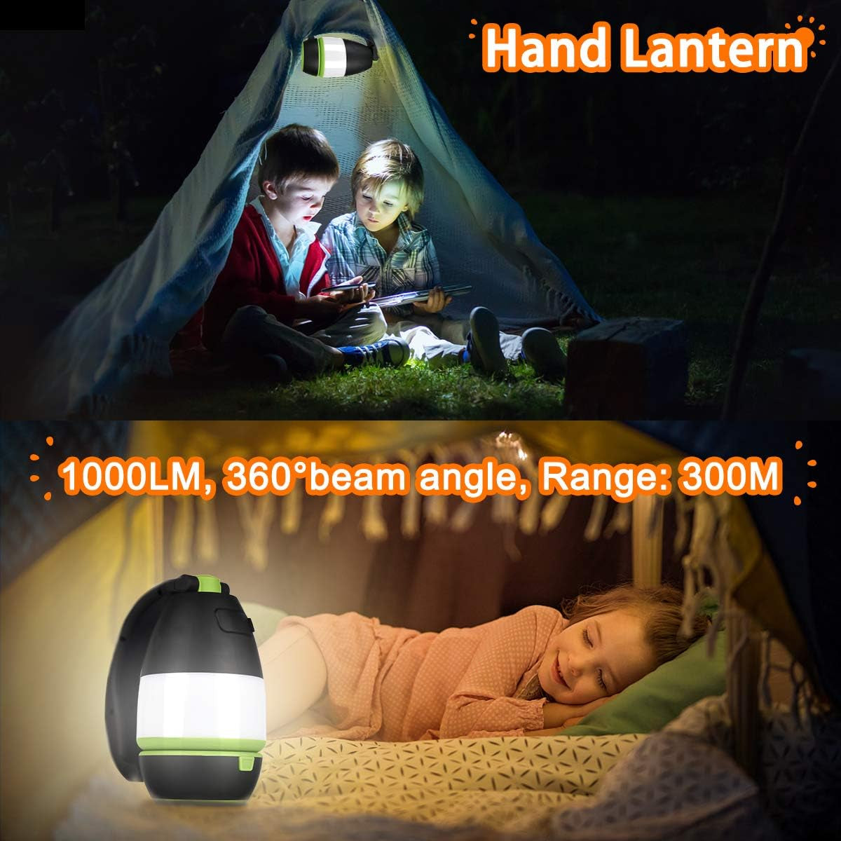 Rechargeable Camping Lantern with 6 Light Modes, Waterproof Design, and 1000LM Brightness - Ideal for Outdoor Camping, Fishing, Hiking, and Emergency Situations