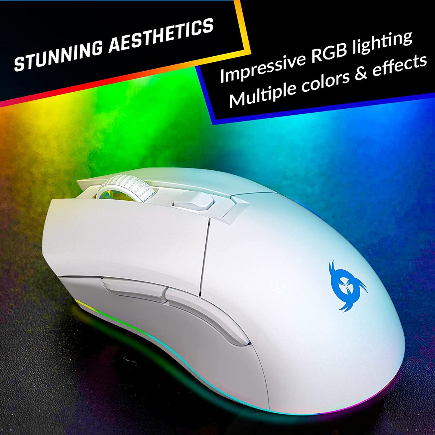Rechargeable Wireless Gaming Mouse Blaze Pro with Charging Dock, RGB, High-Precision Sensor, Long-Lasting Battery, up to 6000 DPI. Great Wireless PC Gaming Mouse for 2022