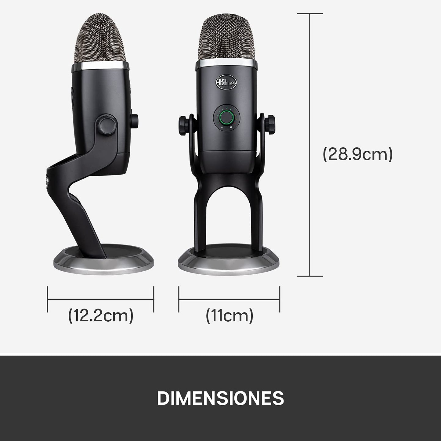 USB Condenser Microphone for Professional PC and Mac Use, Ideal for Gaming, Recording, Streaming, and Podcasting, High-Resolution Metering, LED Lighting, Blue VO!CE Effects - Black