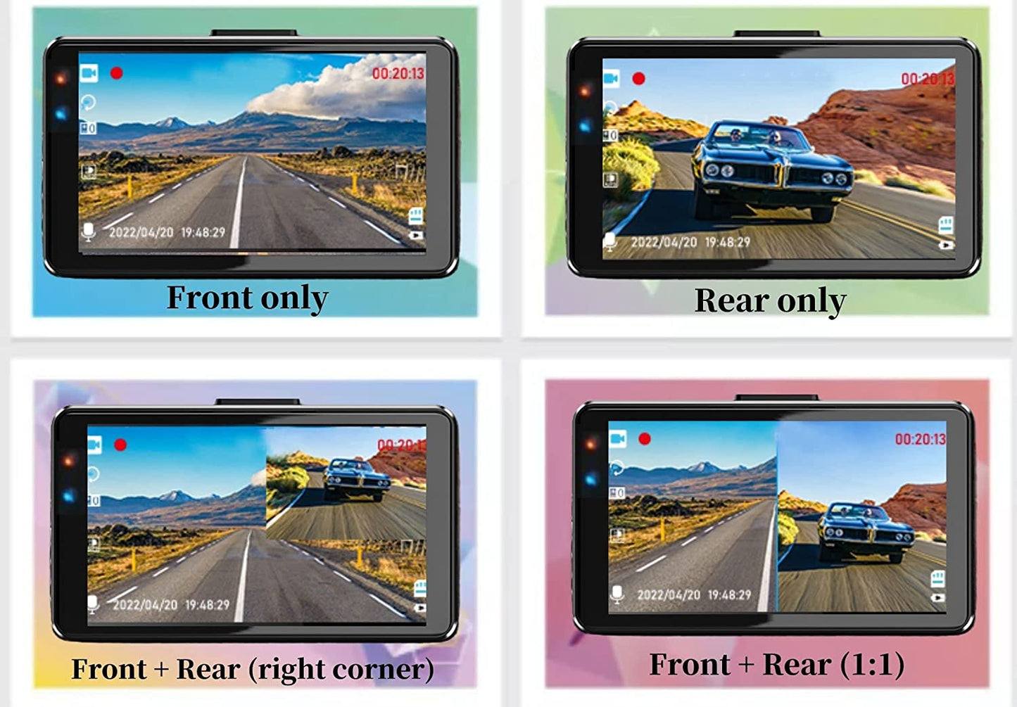 Dash Camera for Cars, Front and Rear Dual 1080P FHD DVR Car Dashboard Camera with Super Night Vision, 32G SD Card Included, G-Sensor, WDR, Parking Monitor, Loop Recording, Motion Detection