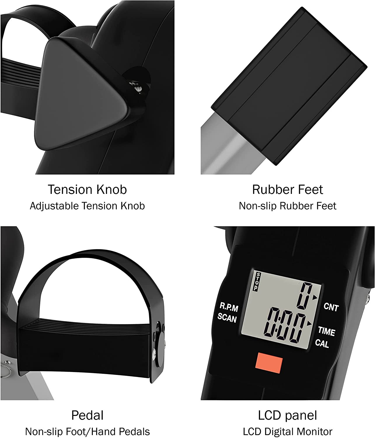 Folding Pedal Exerciser with Electronic Display for Fitness.