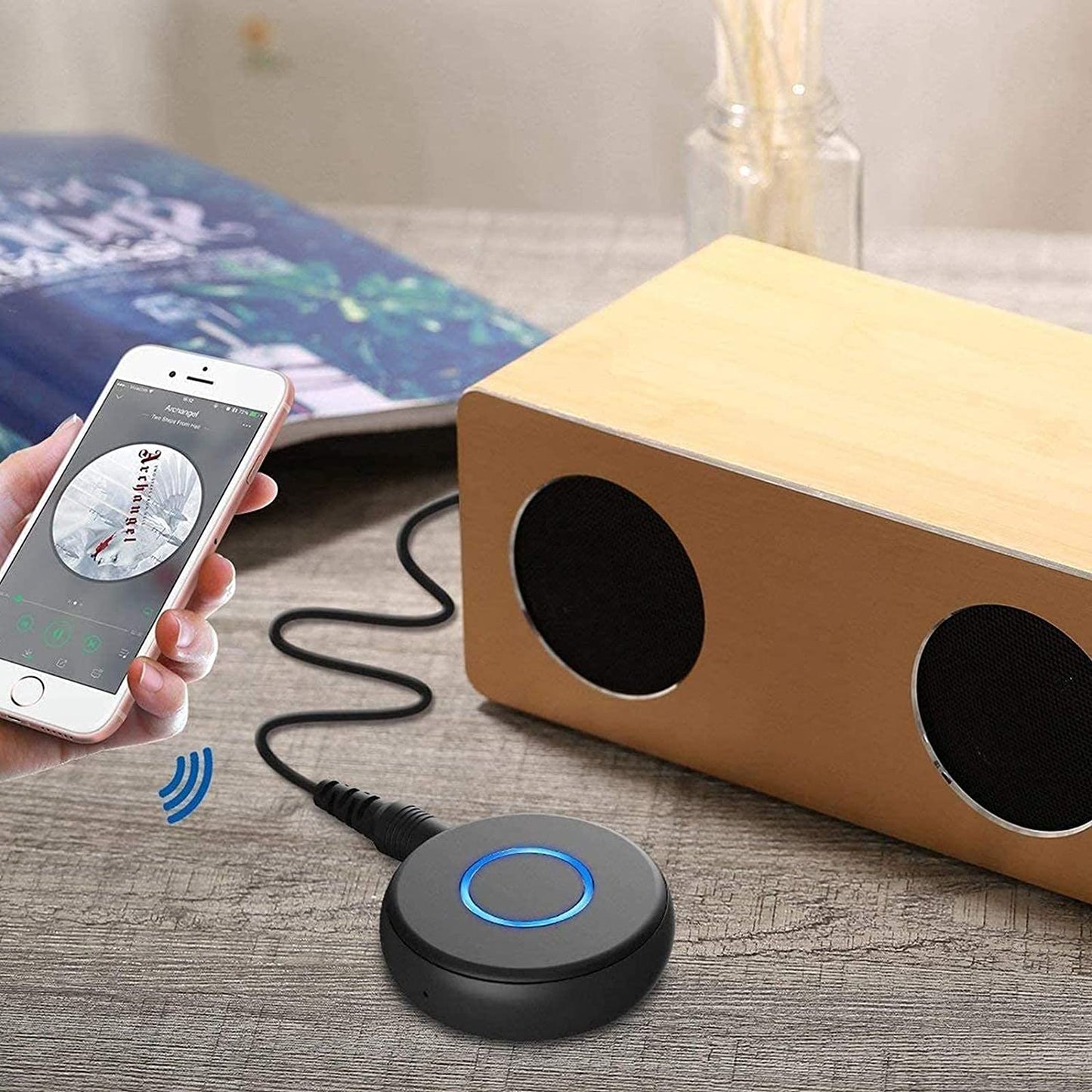 Bluetooth Receiver for Car: 3.5mm Aux Bluetooth Adapter 5.0 for Car, Wireless Audio Adapter for Hands-Free Music Streaming on Home/Car Stereo Sound System.