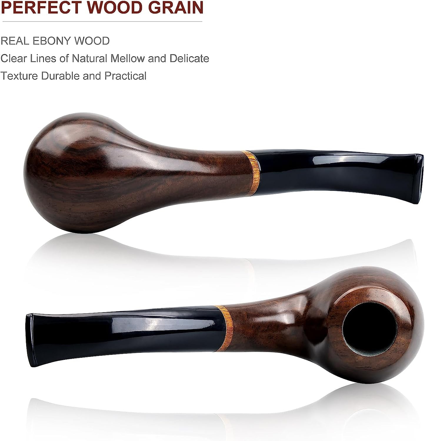 Luxury Tobacco Smoking Pipe, Leather Pouch, Deepened & Windproof Tobacco Pipeswith 9mm Pipe Filter