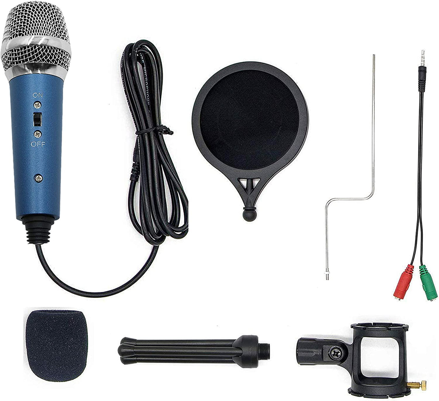Professional Condenser Recording Microphone with 3.5mm Plug and Play, Ideal for Broadcasting, Online Chatting, Podcasting, and Gaming on PC, Mac, Windows, Laptop, Desktop, Skype, YouTube (Blue)