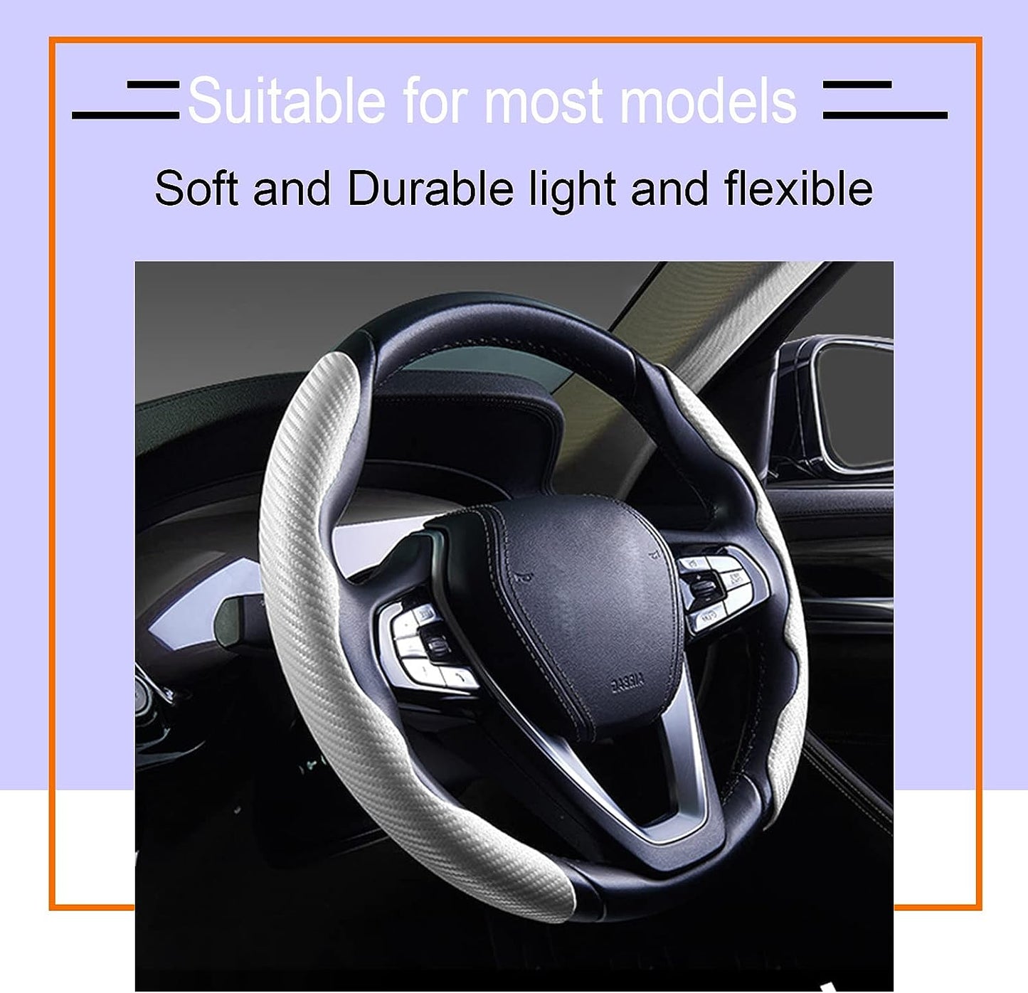 Carbon Fiber Steering Wheel Cover - Provides a Safe and Non-Slip Grip as a Car Accessory, Universally Fits Most Cars for Both Men and Women; Available in Beige.