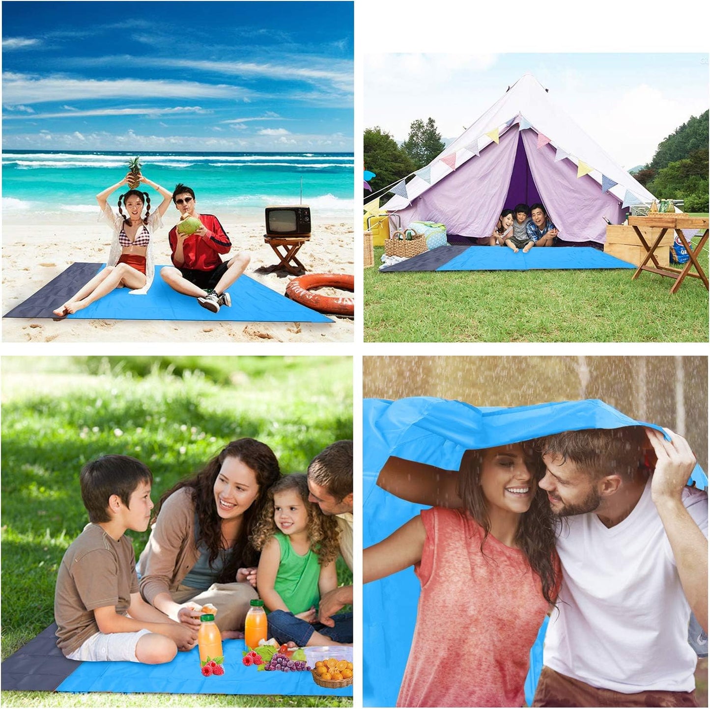 Compact 79 * 55 inch Picnic Blanket - Sand Proof and Waterproof, Comes with a Portable Storage Bag, Perfect for Outdoor Travel, Camping, Hiking, Festivals, and Sports.