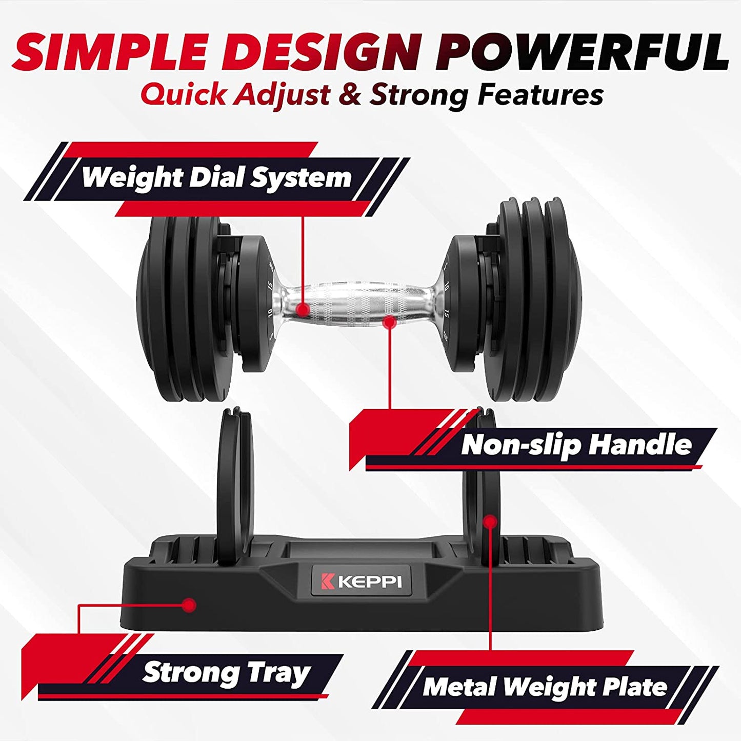 Fitness Adjustable Dumbbells Set - 25lb Dumbbell with Secure Anti-Slip Metal Handle for Effective Exercise & Full Body Workout - Fast Weight Adjustment for Optimal Fitness