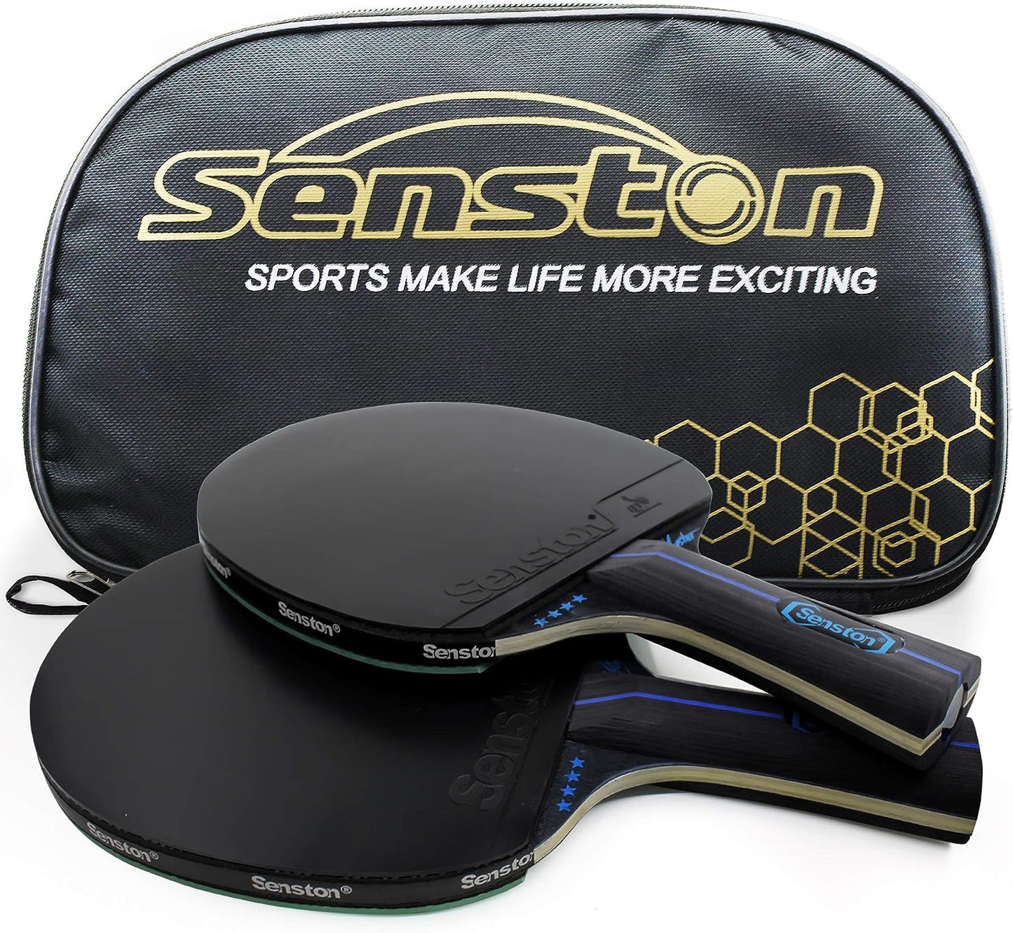 Table Tennis Paddle Set - 2 Professional Ping Pong Paddles with Carry Case - Ideal for Indoor and Outdoor Play