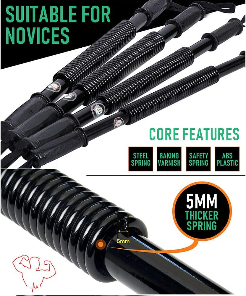 Flexible Stretch Bar - This arm exerciser comes in various resistance levels (20/30/40/50/60KG) and is designed to strengthen the back, shoulders, biceps, grip, and chest. It's an effective chest expander workout equipment
