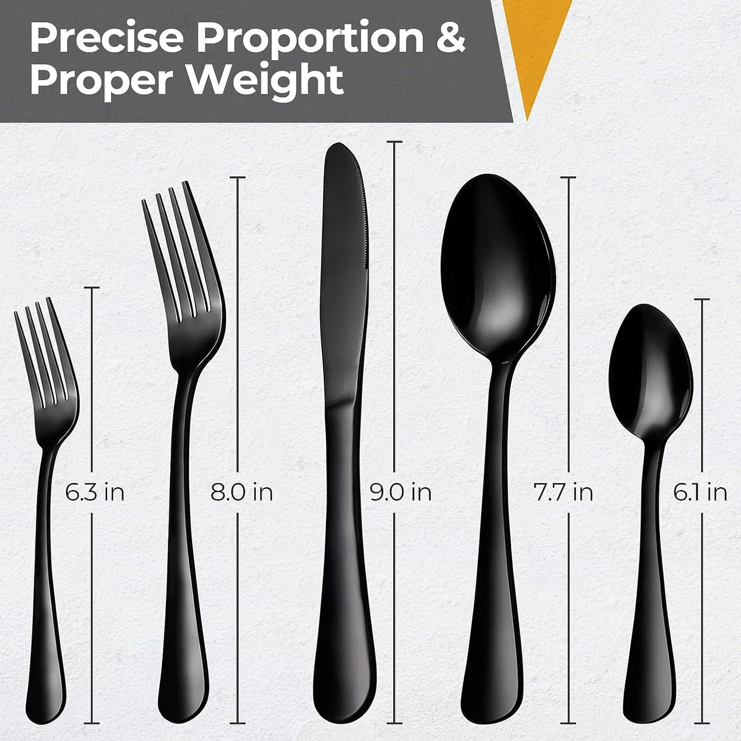 20-Piece Black Silverware Set: Flatware Set for 4, including Stainless Steel Cutlery with Knife, Fork, and Spoon. Modern Tableware with Mirror Polished Finish, suitable for Home, Restaurant, and Parties.