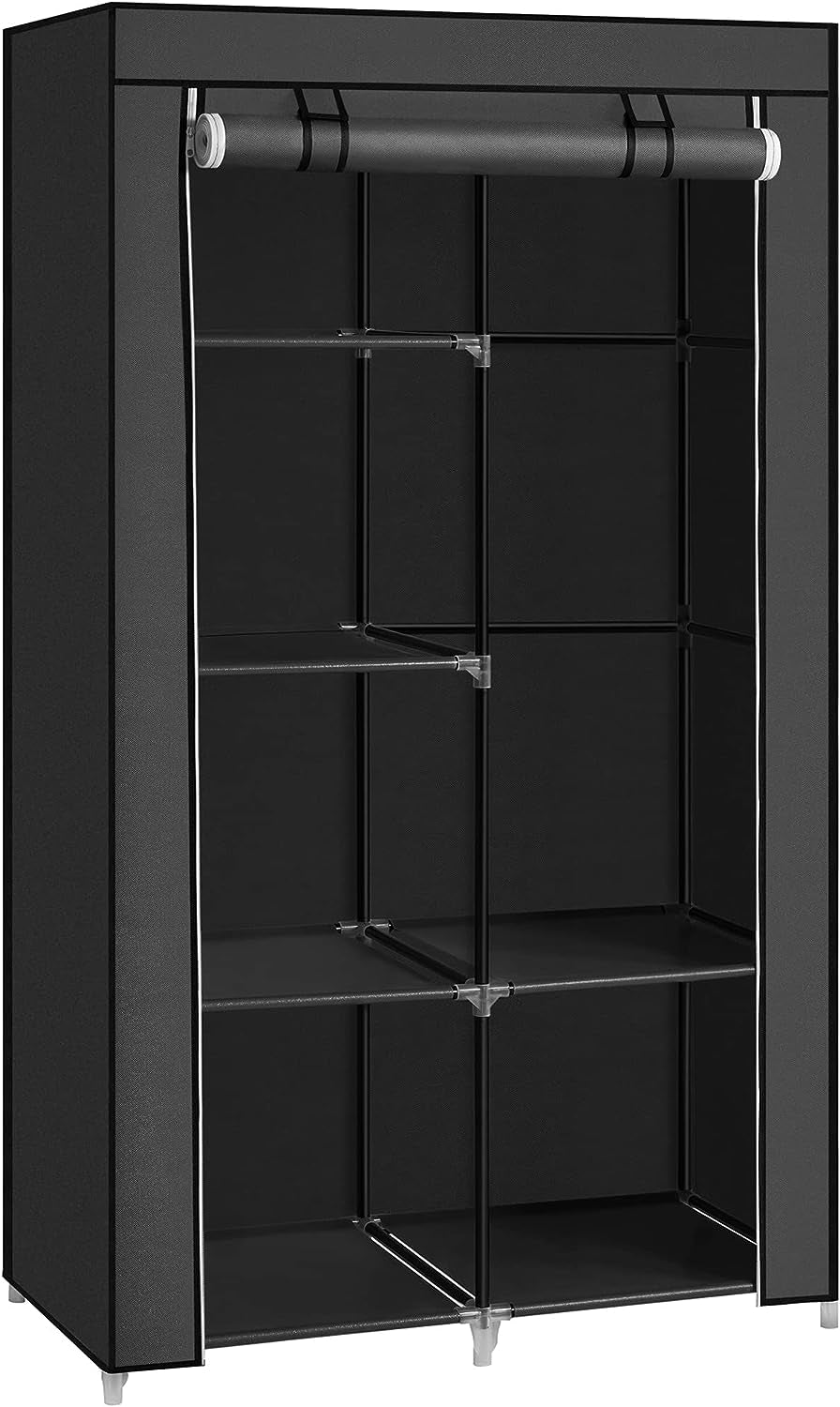 Portable Closet: Clothes Storage Organizer, Dimensions 17.7 x 34.6 x 66.1 Inches, Color Black