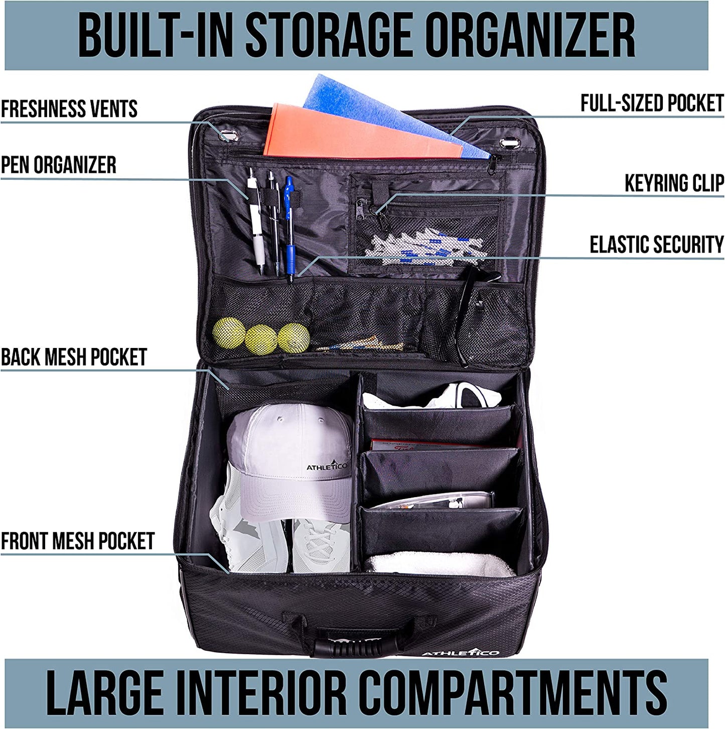 Golf Trunk Organizer - Premium Car Storage Solution for Golf Accessories - Conveniently Collapsible