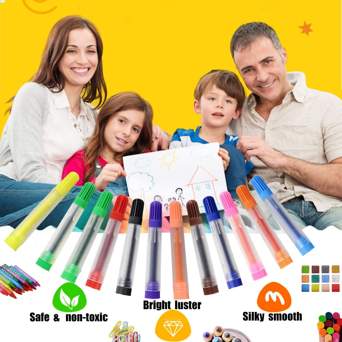 228 Pack Kid's Art Set - Crafts Drawing Coloring kit, Double-Side Trifold Art Easel, Oil Pastels, Crayons, Colored Pencils, Creative Gift for Beginners Artists