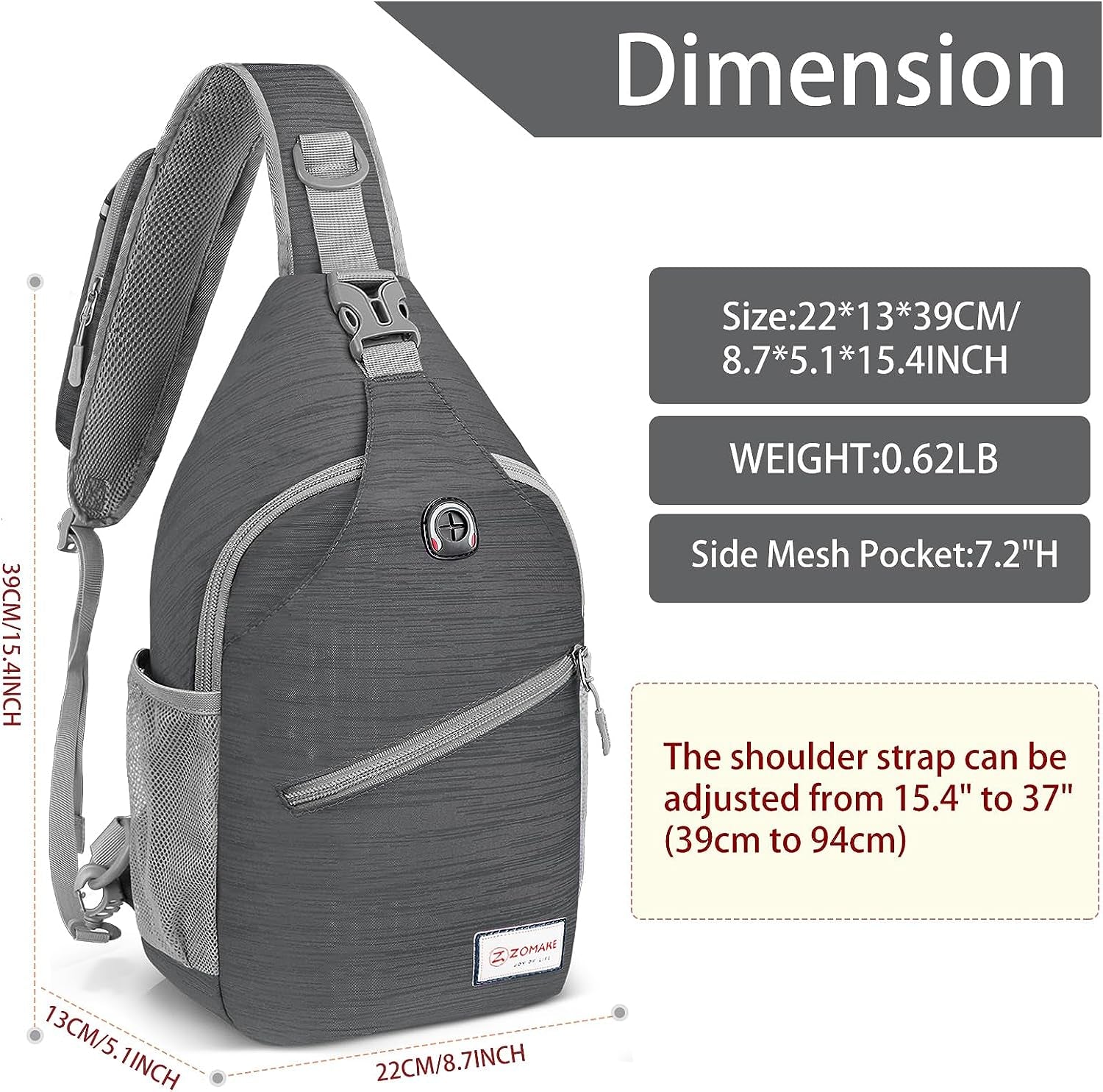 Crossbody Sling Backpack – A Shoulder Chest Bag designed for both Women and Men, perfect for Travel, Hiking, and Daypack use.