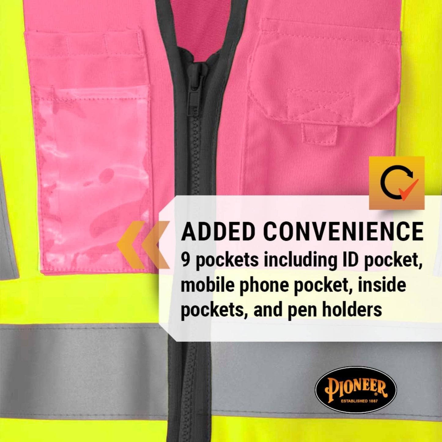 Women's High Visibility Safety Vest in Pink - Size Small