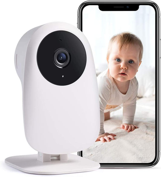 1080P Baby Monitor with Camera and Audio, Night Vision, Motion and Sound Detection, 2.4G WiFi Home Security Camera for Monitoring Baby, Nanny, Elderly, and Pets, Alexa Compatible