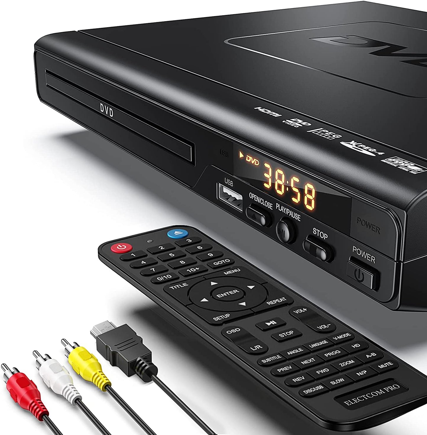 DVD Player for TV with HDMI - A Region-Free DVD Player designed for simplicity, making it ideal for the elderly. This DVD Player also serves as a CD Player for Home Stereo Systems and includes both HDMI and RCA Cables.