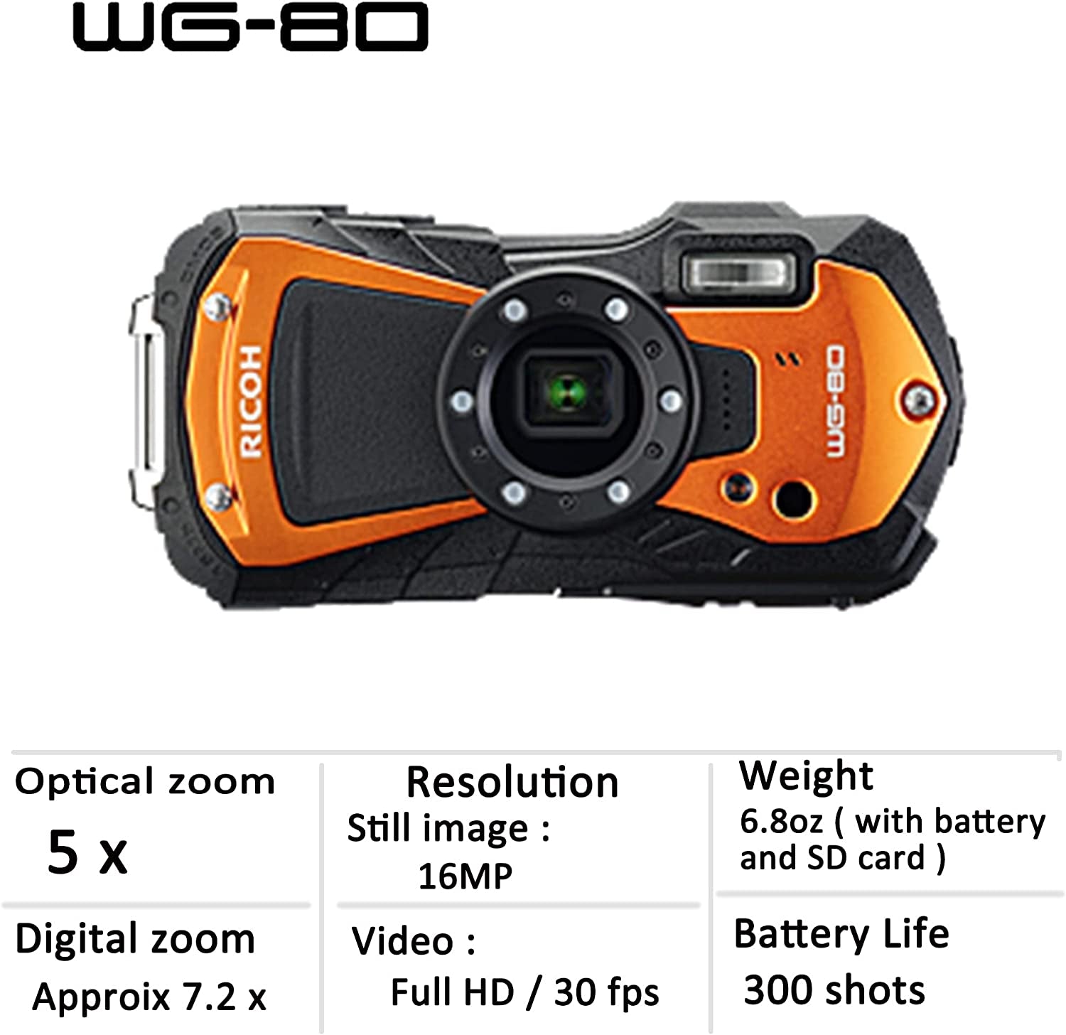 Waterproof Digital Camera in Orange: Shockproof, Freezeproof, and Crushproof