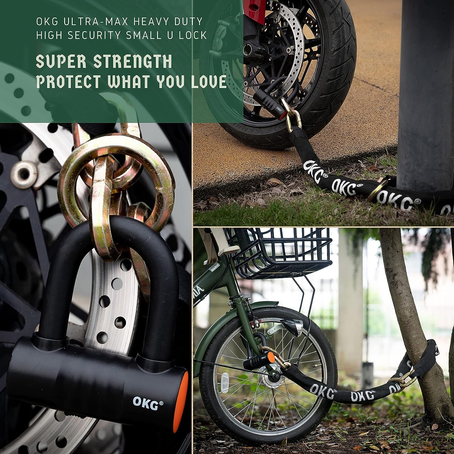 Small U Lock - High-Strength 18mm (11/16") Thick Hardened Alloy Steel U Shackle, Enhanced Anti-Theft, Anti-Saw, Anti-Cut Features for Motorcycle and Bicycle Security (Excludes Security Cable and Chain)