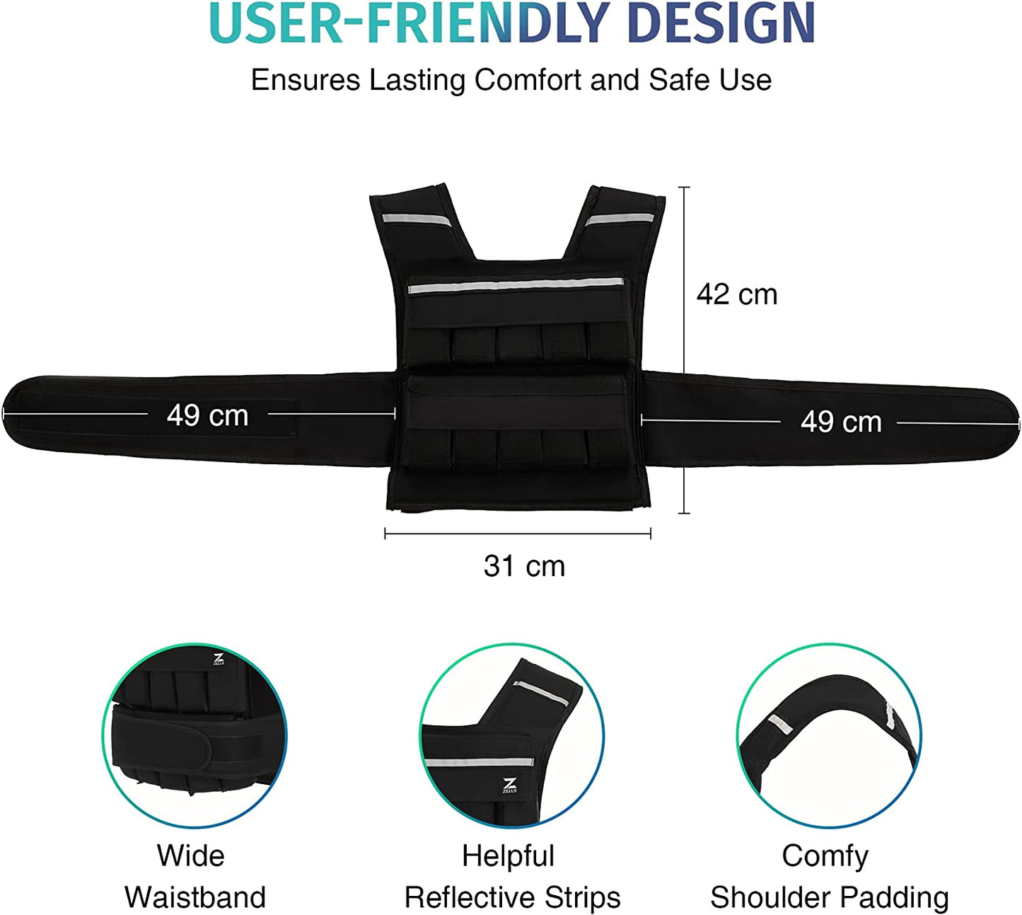 Adjustable Weighted Vest for Strength Training and Fitness - Includes Weights and Weight Bars/Iron Sandbag - Ideal for Home Exercise - Suitable for Men and Women