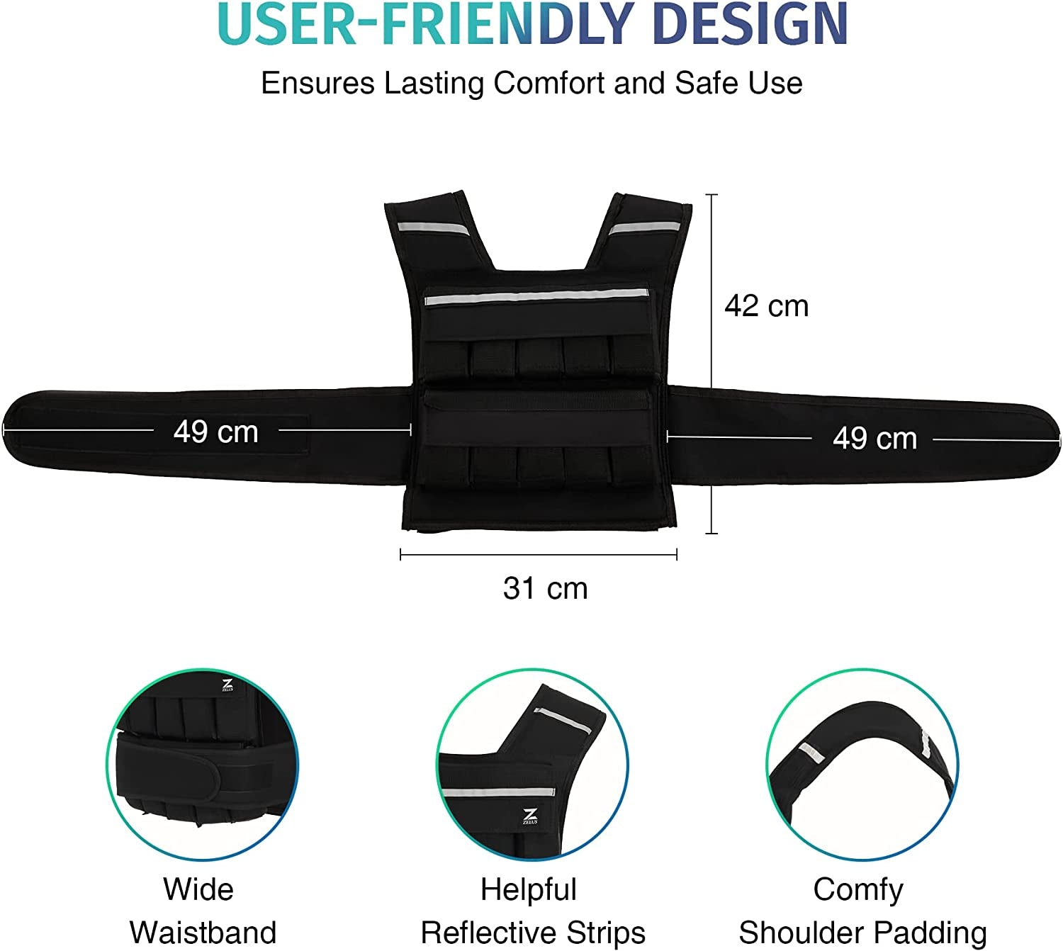 Adjustable Weighted Vest for Strength Training and Fitness - Includes Weights and Weight Bars/Iron Sandbag - Ideal for Home Exercise - Suitable for Men and Women