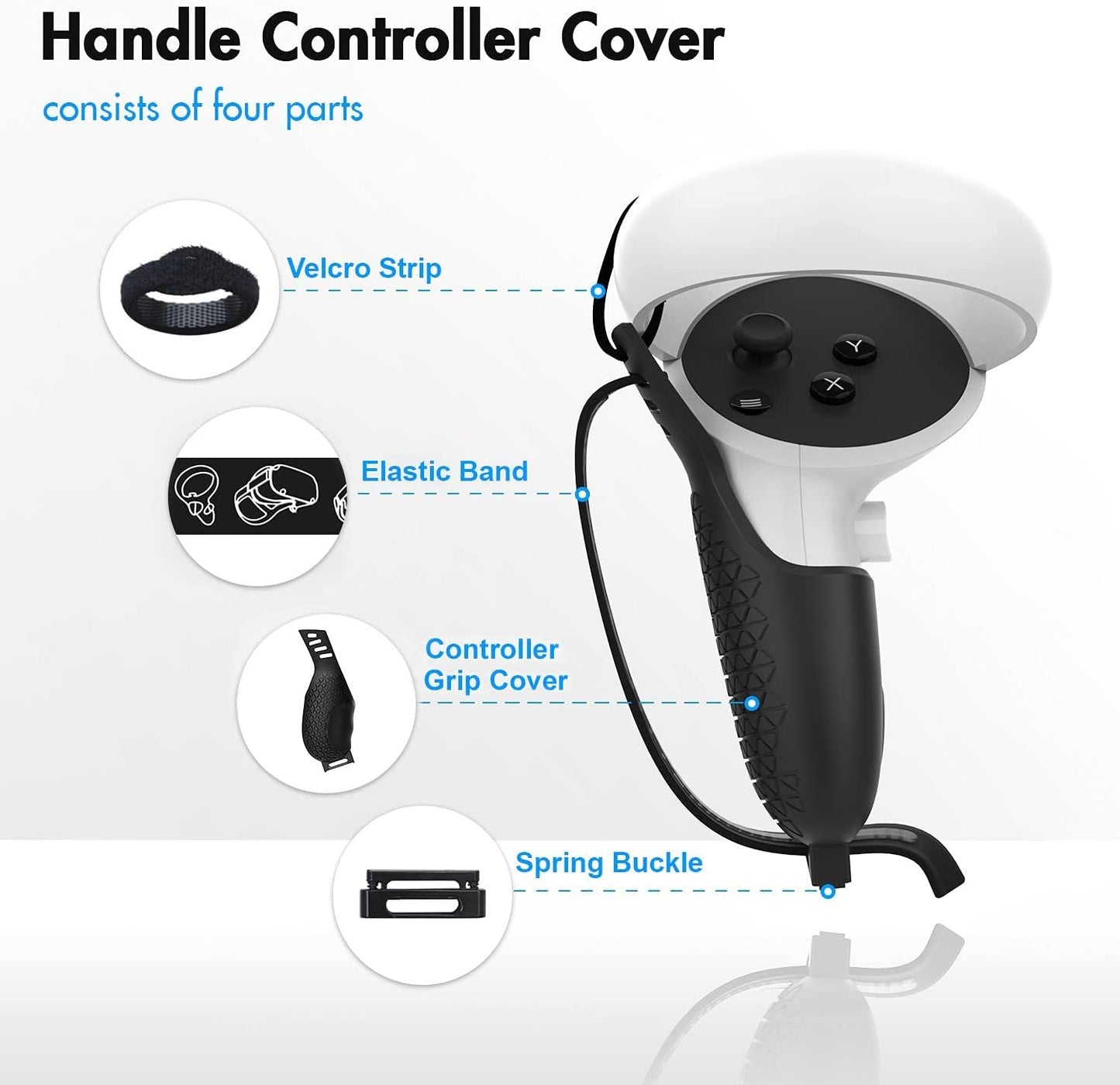 Touch Controller Grip Cover, for Meta/Oculus Quest, Quest 2 or Rift S Accessories,with Anti-Throw Straps and Handle Protective Sleeve,Made of Premium Material, Comfortable Feel, Easy Installation