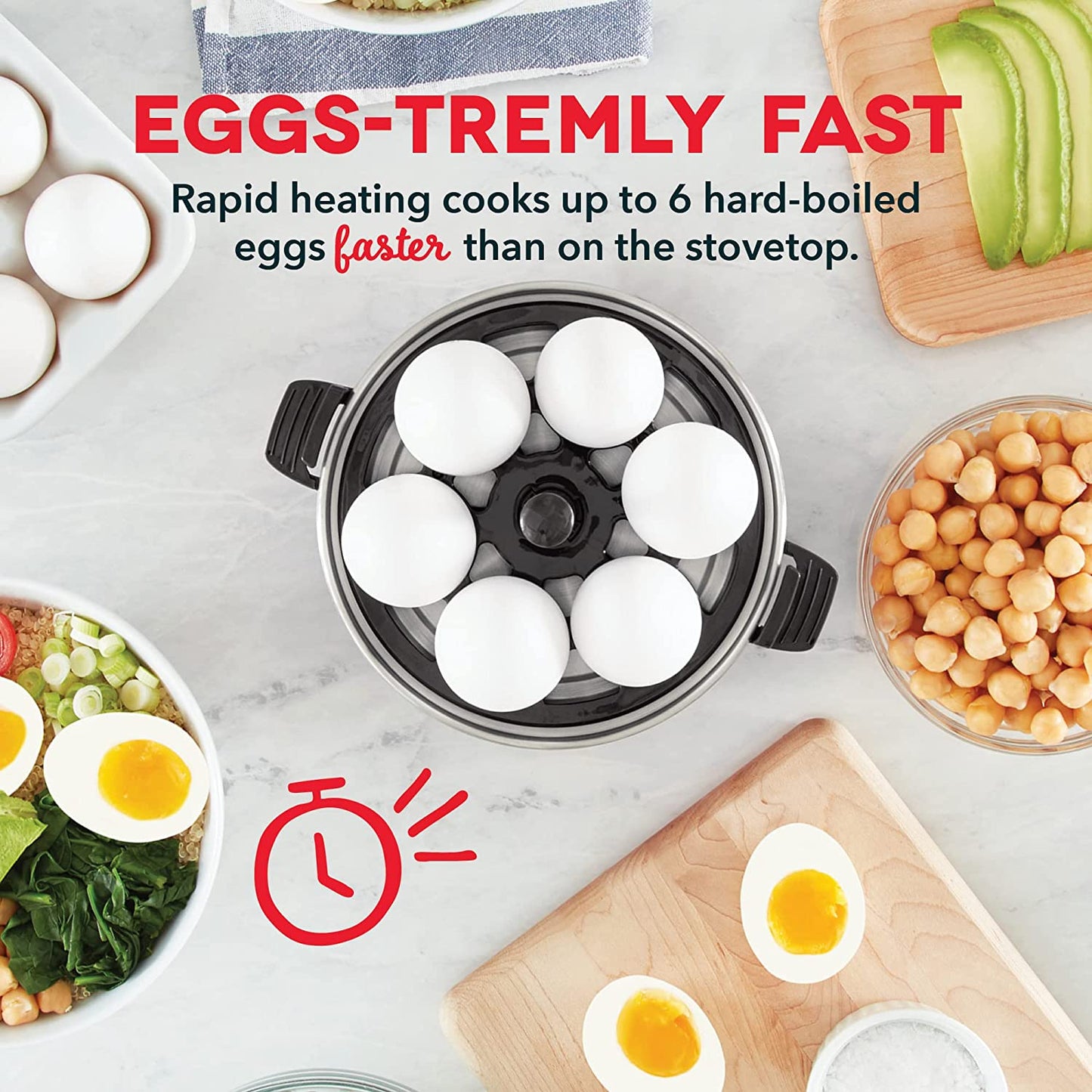 Electric Cooker for Eggs: Rapid 6 Capacity Cooker for Hard Boiled, Poached, Scrambled Eggs, or Omelets with Auto Shut Off Feature - Black, One Size.