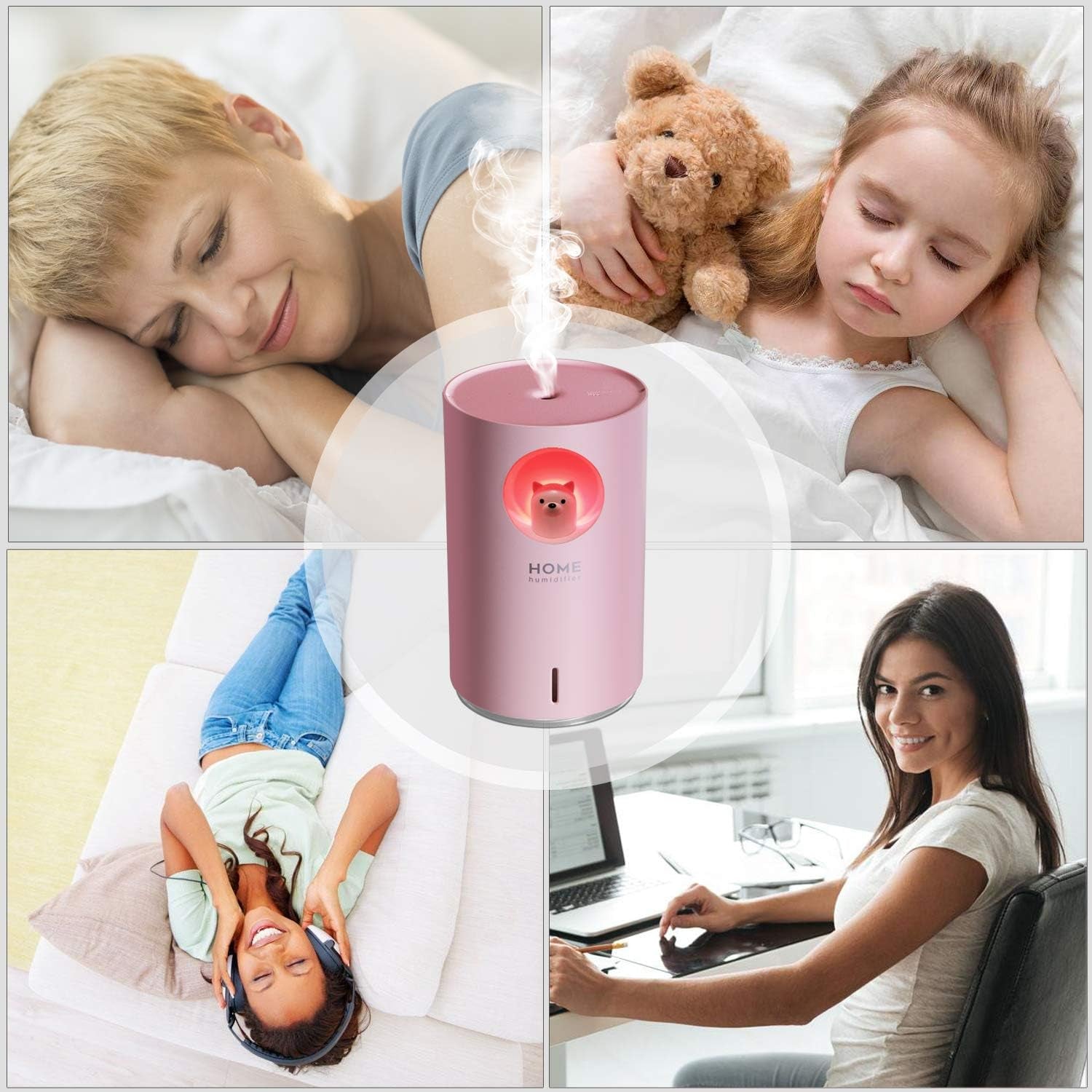 Compact Portable Humidifier with 700ml Capacity, 7 Colors LED Night Light, Waterless Auto Shut-Off, Ultra-Quiet Operation - Ideal for Bedroom, Baby Room, Home Office