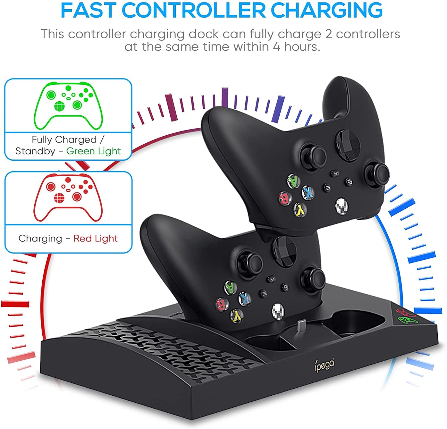 Xbox Series S Charger Stand with Cooling Fan - Vertical Charging Dock Station with Rechargeable Battery, Cover, and Earphone Bracket (Black)