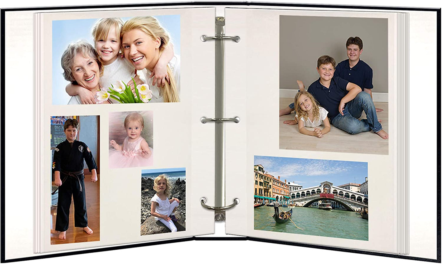 Magnetic Self-Stick 3-Ring Photo Album 100 Pages (50 Sheets) - Navy Blue