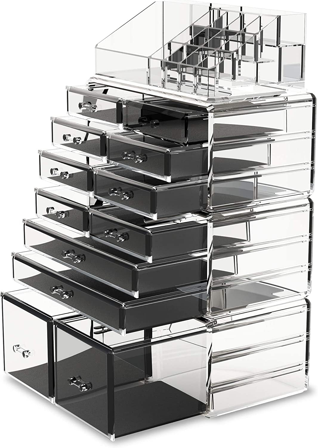 12 Drawers Makeup Cosmetic Organizer Storage Drawers Display Boxes Case - Clear