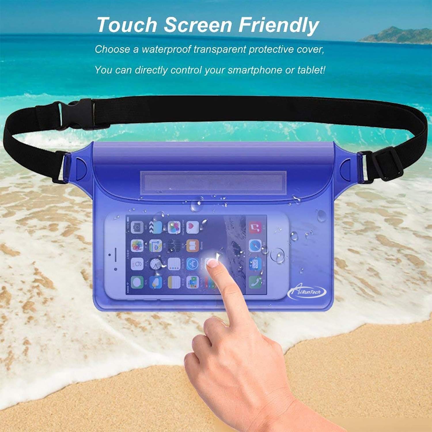 Waterproof Pouch with Waist Strap (2 Pack) - Premium Beach Accessory for Secure and Dry Storage of Your Phone and Valuables - Ideal for Boating, Swimming, Snorkeling, Kayaking, Beach, Pool, and Water Parks