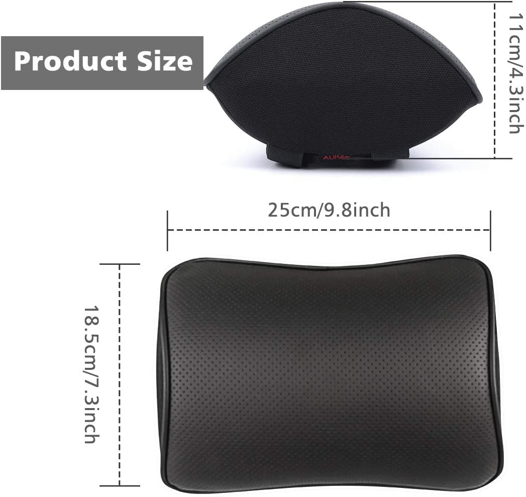 Soft Memory Foam Car Neck Pillow - Leather Headrest for Driving Home Office Black (1PC)