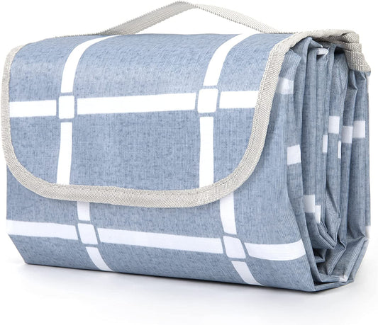 Waterproof, Foldable, and Portable Family Picnic Blanket - Generous Size of 200cm x 200cm, Ideal for Outdoor Activities, Beach Trips, Travel, Hiking, and Lawn Relaxation - Comes in a Handy Blue Color.