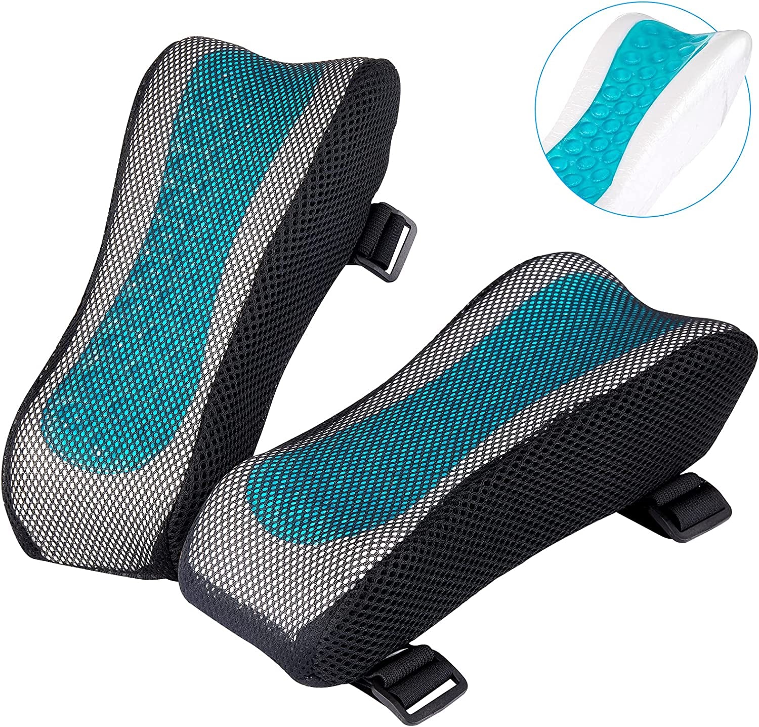 Ergonomic Armrest Pads for Office Chairs - Elbow Support Cushion with Cover Pillow - Ideal for Computer, Gaming, and Desk Chairs - Set of 2