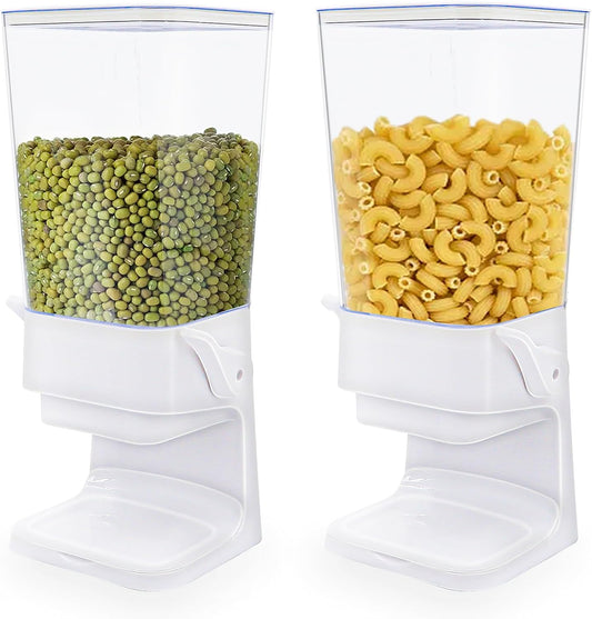 Set of 2 Large Cereal Dispensers: 5.5L Capacity, Countertop Cereal Storage Containers, Ideal for Pantry Organization, Suitable for Rice, Grains, Nuts, Snacks, Oatmeal, and even Pet Food, in White Color