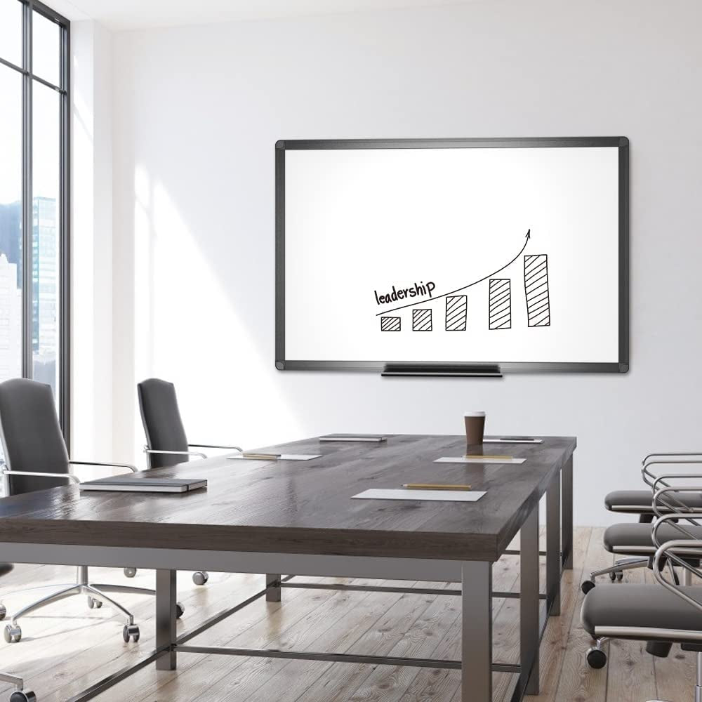 Whiteboard for Wall with Magnetic Dry Erase Surface - 36 x 24 Inches, Black Aluminum Frame