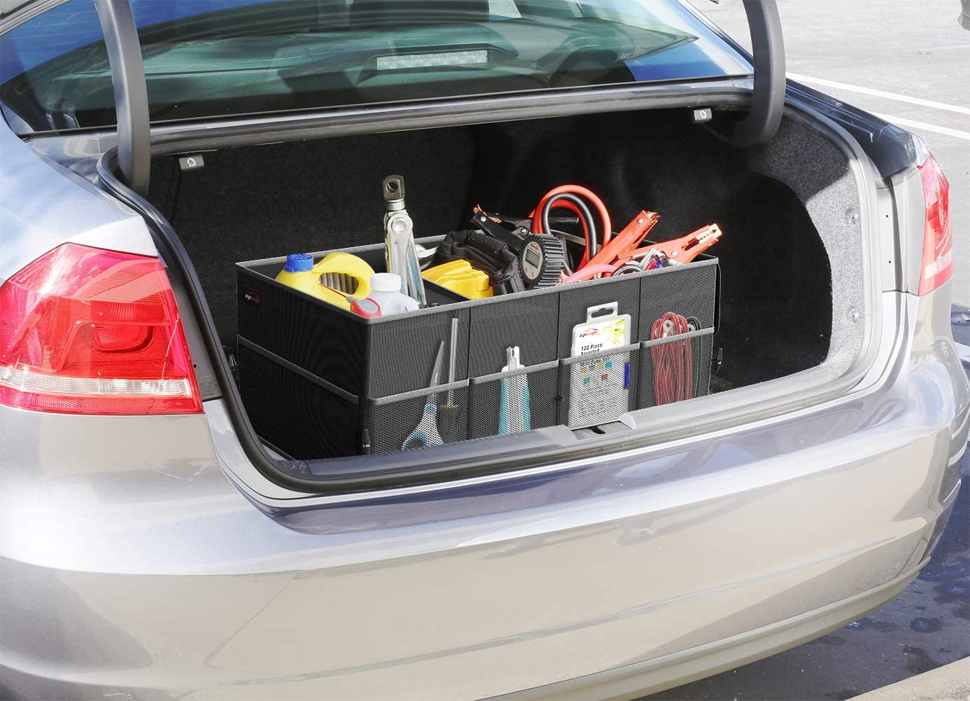 3-Compartment Trunk Cargo Organizer - Black