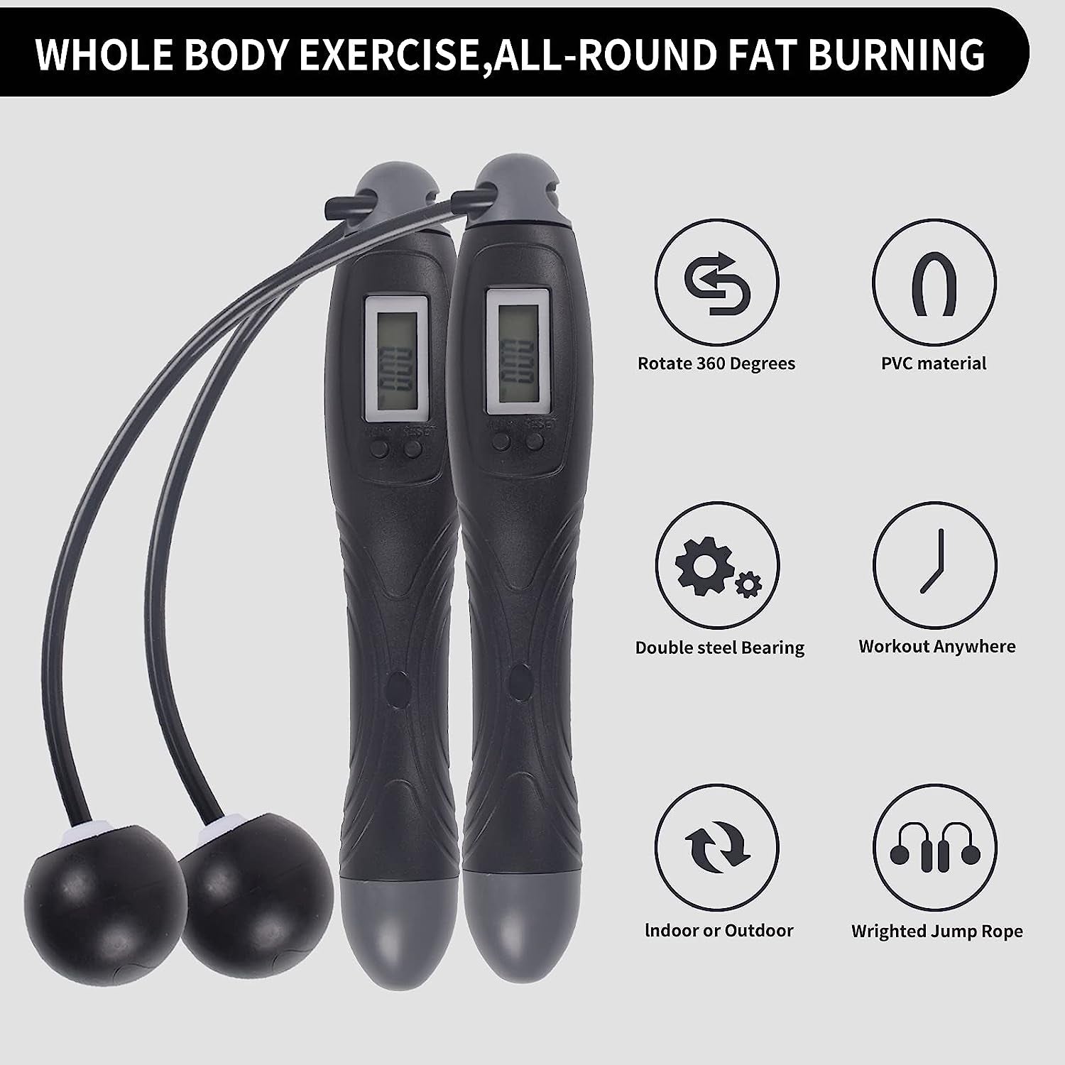Digital Adjustable Cordless Jump Rope: Dual Mode for Training Fitness, High Speed Skipping Rope for Narrow Spaces, Tangle-Free and Safe for You and Children.