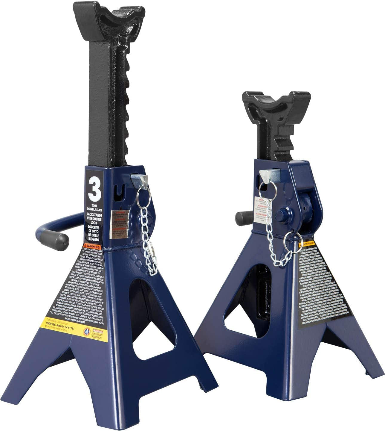 AT43002AU Torin Steel Jack Stands - Double Locking, 3 Ton (6,000 lb) Capacity 1 Pair Blue